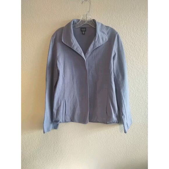 Eileen Fisher Vintage 100% Cotton Knit Pocketed Purple -Blue Jacket Women's M - Picture 12 of 13